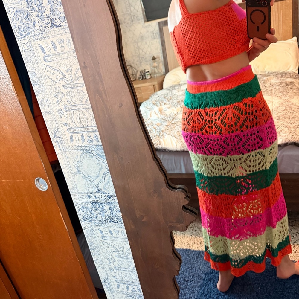 Colorful Crochet Long Sleeve Dress - Picture 6 of 7